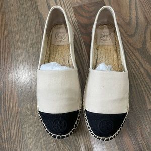 Tory Burch Color Block Flat Canvas Espadrille Dulce de Leche/Black